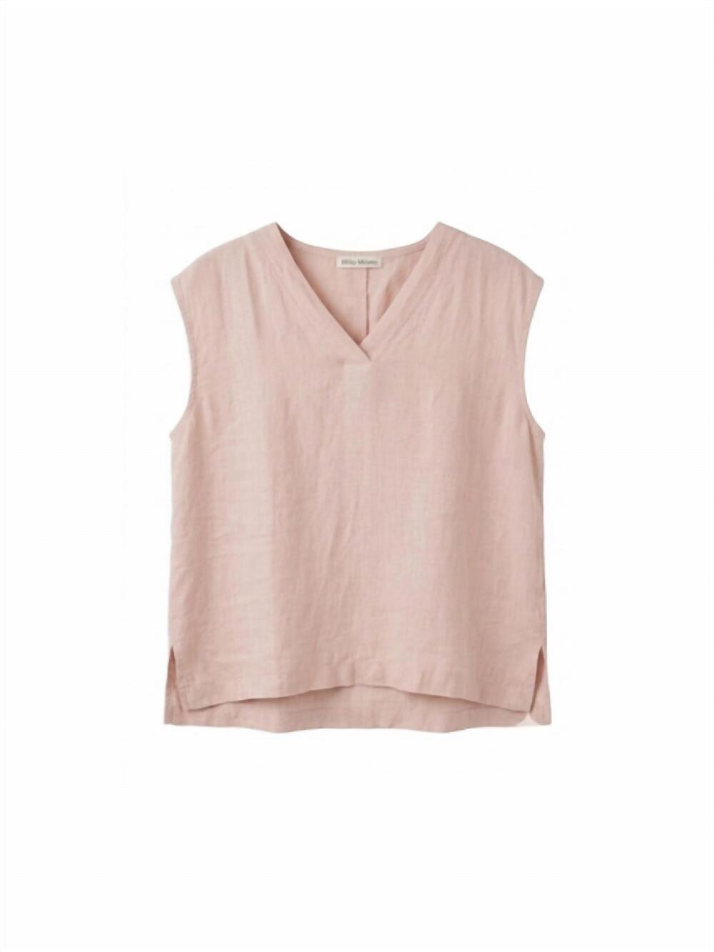 NEW MILIO MILANO women's v-neck linen top in blush